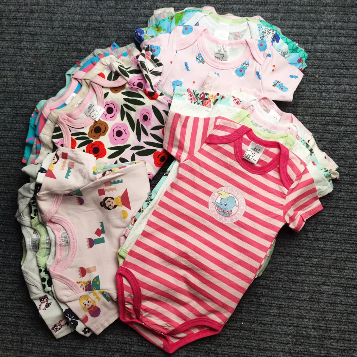 Baby Short Sleeve Bodysuit Summer 3-24 Months Cotton 5-Pack Girls Onesie Bodysuit