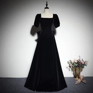 Black Evening Gown 2026 New Velvet Banquet Slimming Dress Vocal Music Art Exam Chorus Performance Dress