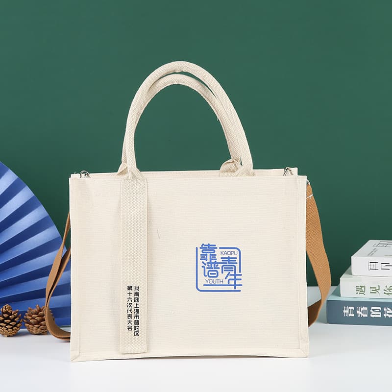 Creative and versatile canvas tote bag/shoulder bag/large capacity crossbody canvas bag with printed logo