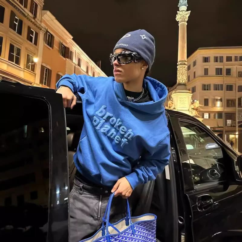 European/American Street Brand High-Street Hip-Hop Print Couple Hoodie, Men's Loose Versatile Casual Hooded Sweatshirt