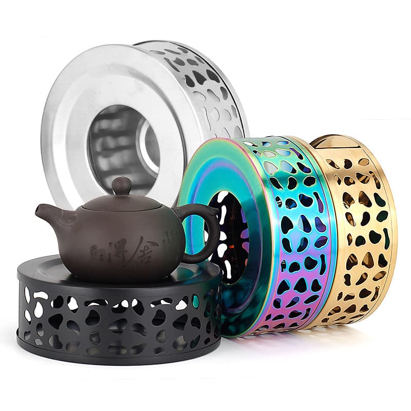 Hollowed-out stainless steel tea warmer, household and outdoor heating base, tea stove, coffee warmer, candle heater