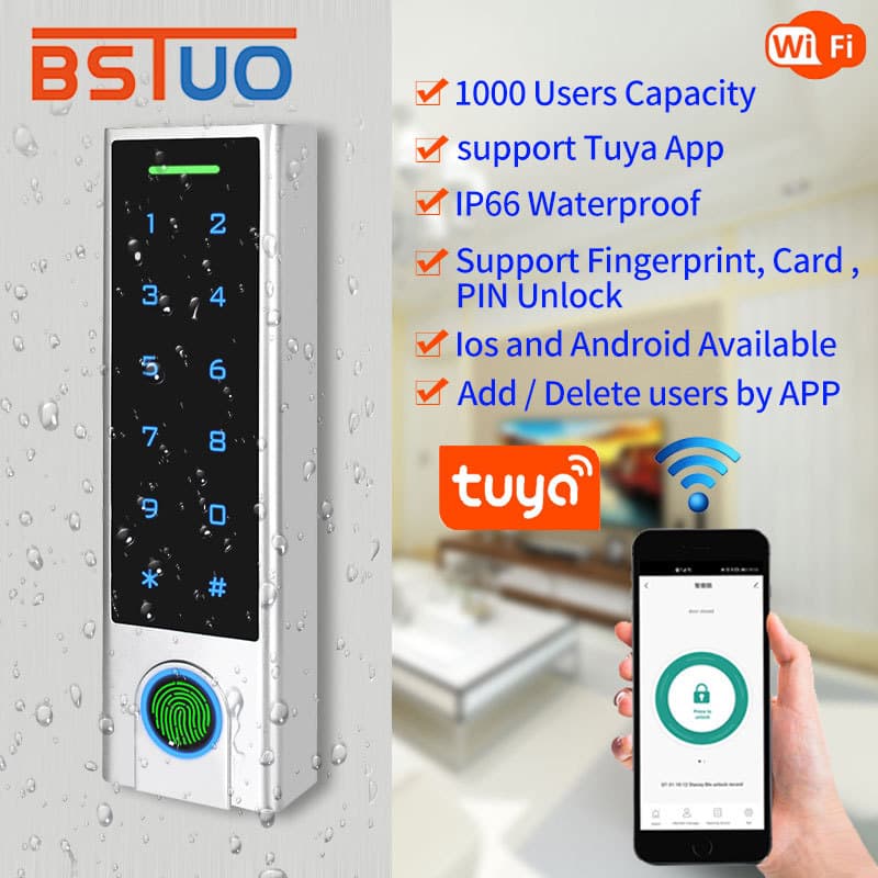 Zinc alloy Tuya graffiti fingerprint password access control all-in-one machine mobile APP door opener outdoor waterproof export HF3