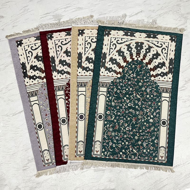 Cross-border mat ultra-thick chenille jacquard prayer mat foldable washable living room worship blanket ethnic style floor mat