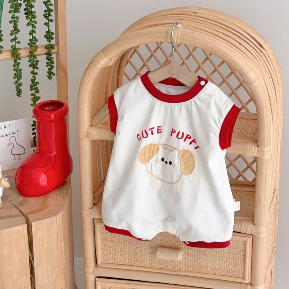 Baby sleeveless jumpsuit summer new style male and female baby cartoon puppy three-dimensional decoration pure cotton romper