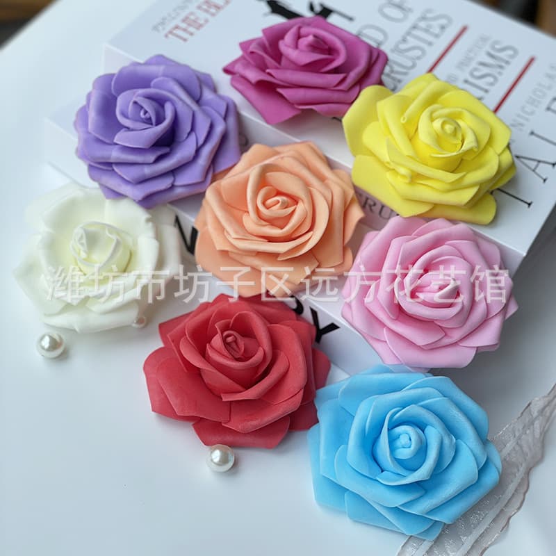 Four-layer single petal rose heads DIY artificial PE foam wedding corsages/hair accessories with curled edges