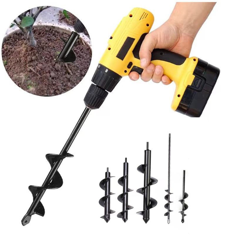 Compatible Charging Hand Drill, Spiral Rod Earth Auger Bit, Garden Planting Drill for Flowers and Vegetables, Soil Loosening Bit