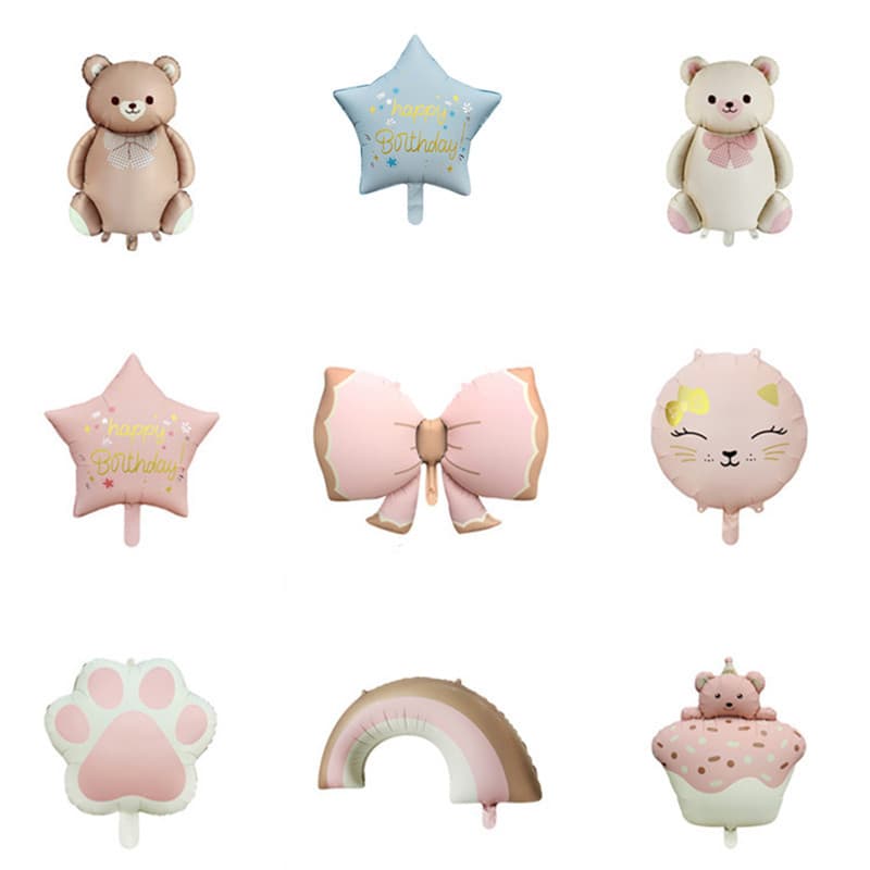 Matte Bear Aluminum Foil Balloon Matte Cat Matte Rainbow Bow Birthday Decoration Balloon Wholesale