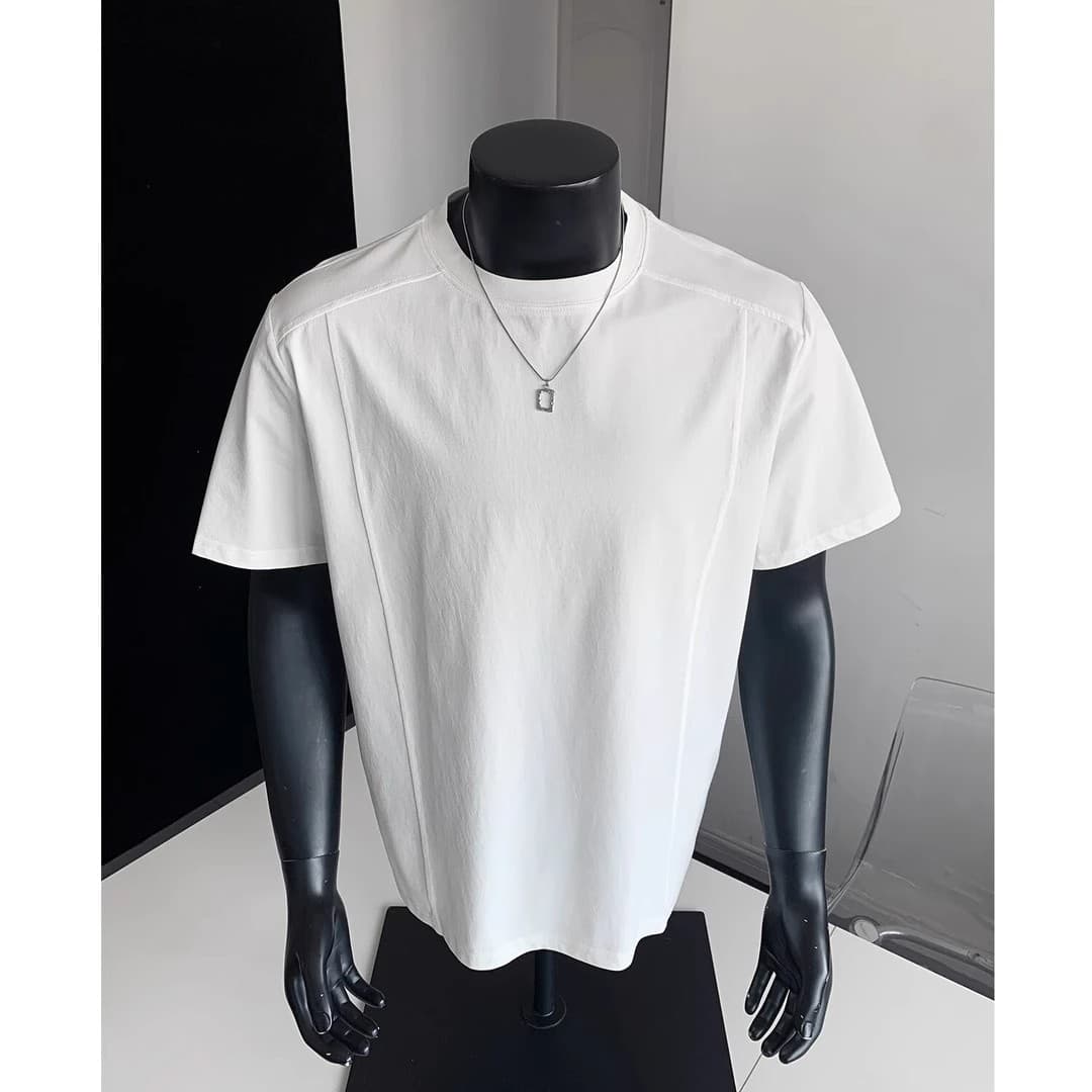 White Ice-Fabric Quick-Dry T-Shirt for Men Summer Boxy Deconstructed Regular Shoulder Short Sleeve Cleanfit Breathable Sports Half Sleeve