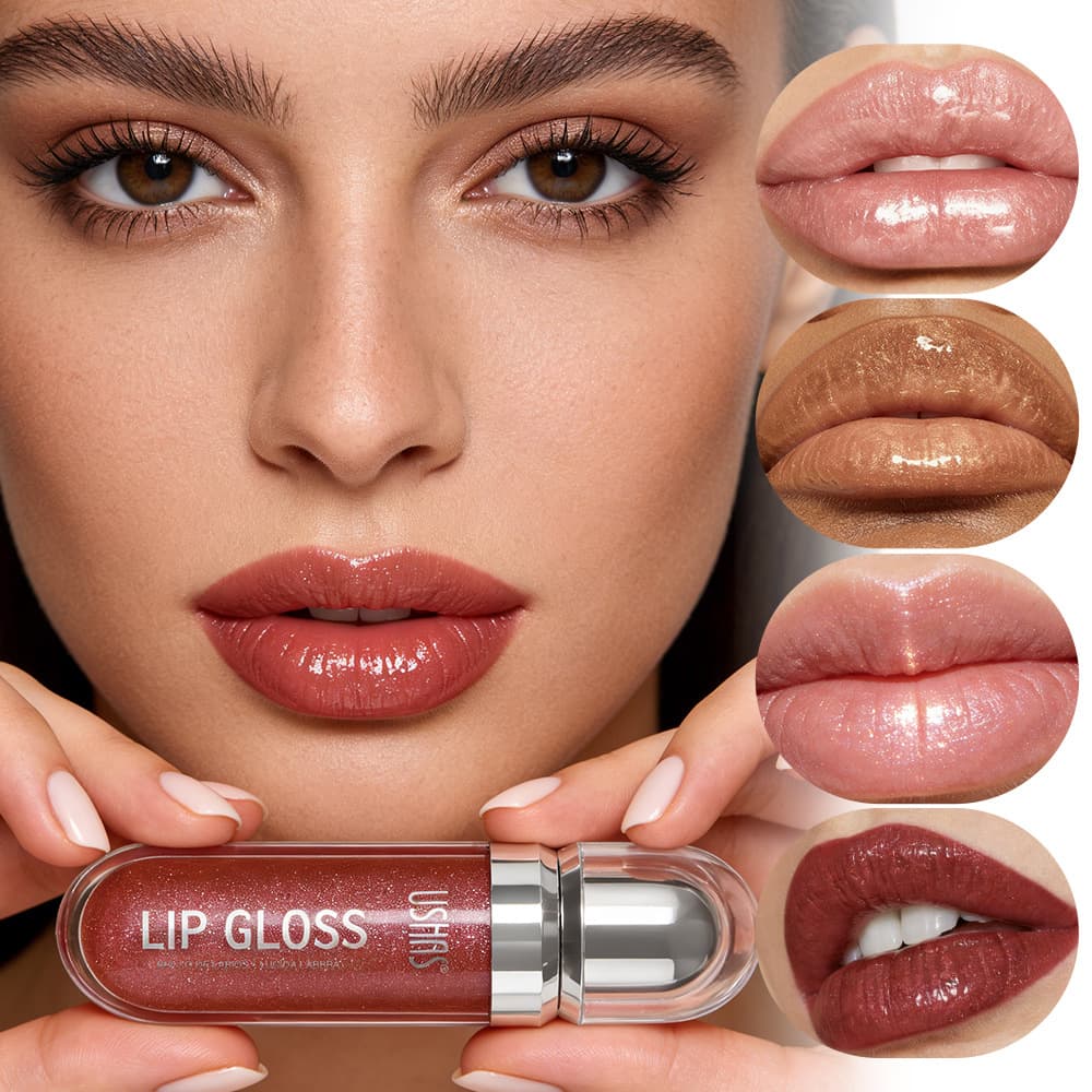 USHAS Hot Sale Makeup Pearlescent Liquid Lipstick Long-Lasting Non-Stick Cup Waterproof Mirror Shimmer Lip Gloss UC089