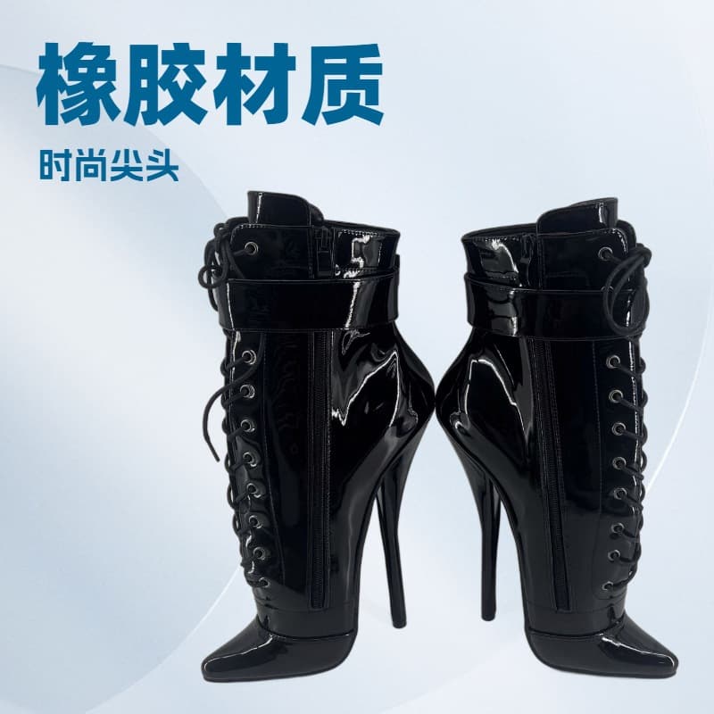 New High Heel Ankle Boots 18CM Stiletto Heel Internet Celebrity Nightclub DJ Stage High Heels Sexy Plus Size