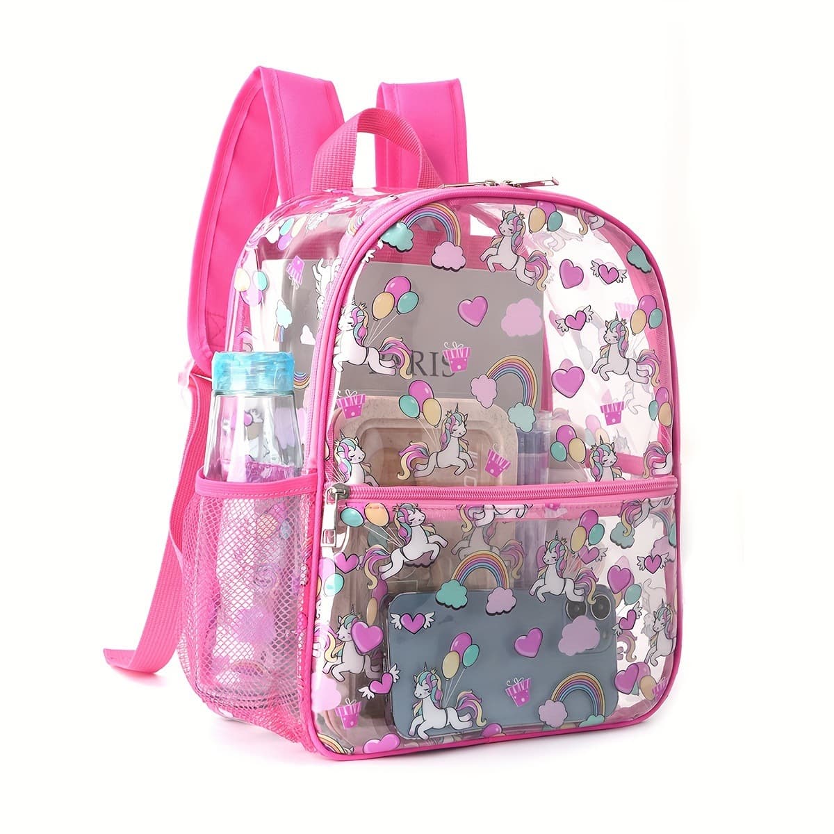 Best-selling printed transparent backpack, waterproof PVC storage bag, large-capacity student backpack