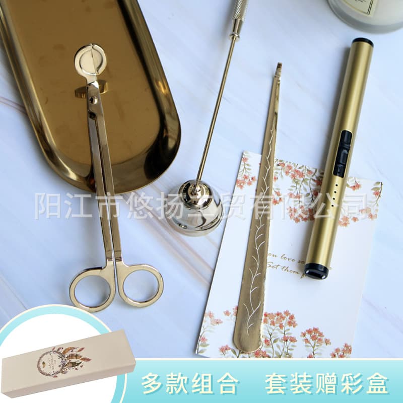 Aromatherapy Candle Tool Set Candle Scissors Wick Hook Snuffer Wick Trimmer Candle Accessories Gift Box