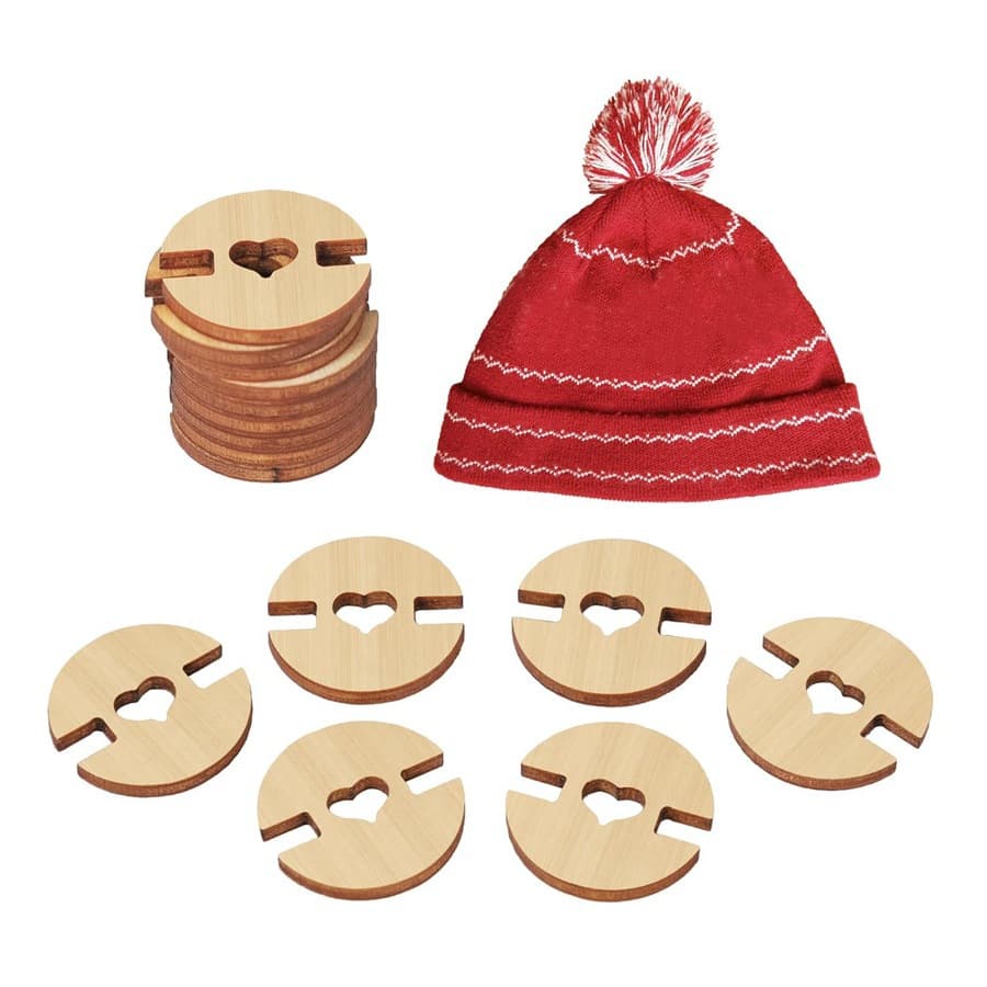 Wood PomPoms for Hats Buttons - Wooden Knitting Hat Making Fastening Tool Hat Buttons