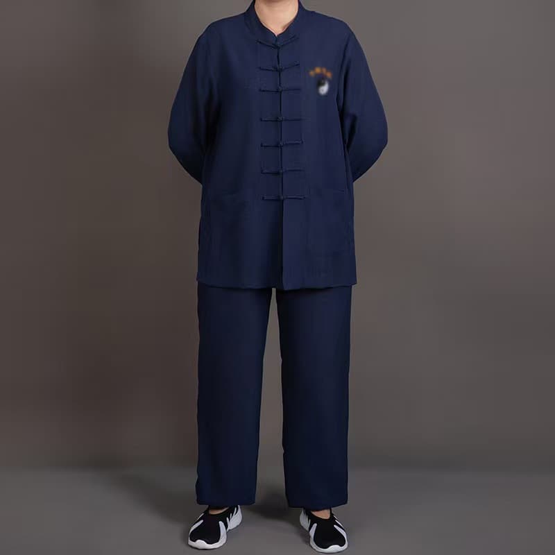 Source Factory Shang Xinyuan Linen Tang Suit Lay Buddhist Attire Unisex Taoist Stand Collar Lay Buddhist Suit Set Tai Chi Suit