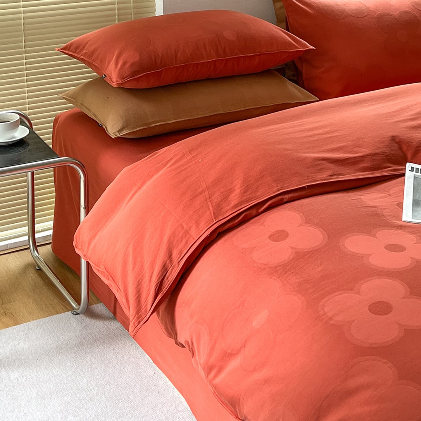Retro Relaxed and High-End Feel, All-Cotton Jacquard Bedding Four-Piece Set, Soft and Skin-Friendly, Suitable for Sleeping Naked, Includes Duvet Cover and Bed Sheet