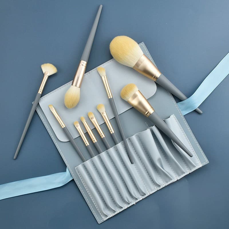 New 10-Piece Blue Bridge Makeup Brush Set Eyeshadow Brush Nose Shadow Brush with Insert Bag Ultra-Soft Bristle Powder Brush Beauty Tool