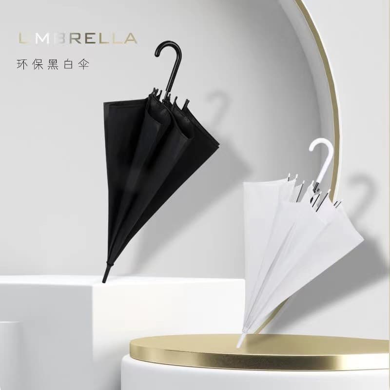Wholesale Black Umbrella Factory Eco-Friendly POE Plastic Transparent Umbrella Long Handle Printed Advertising Umbrella Small White Umbrella
