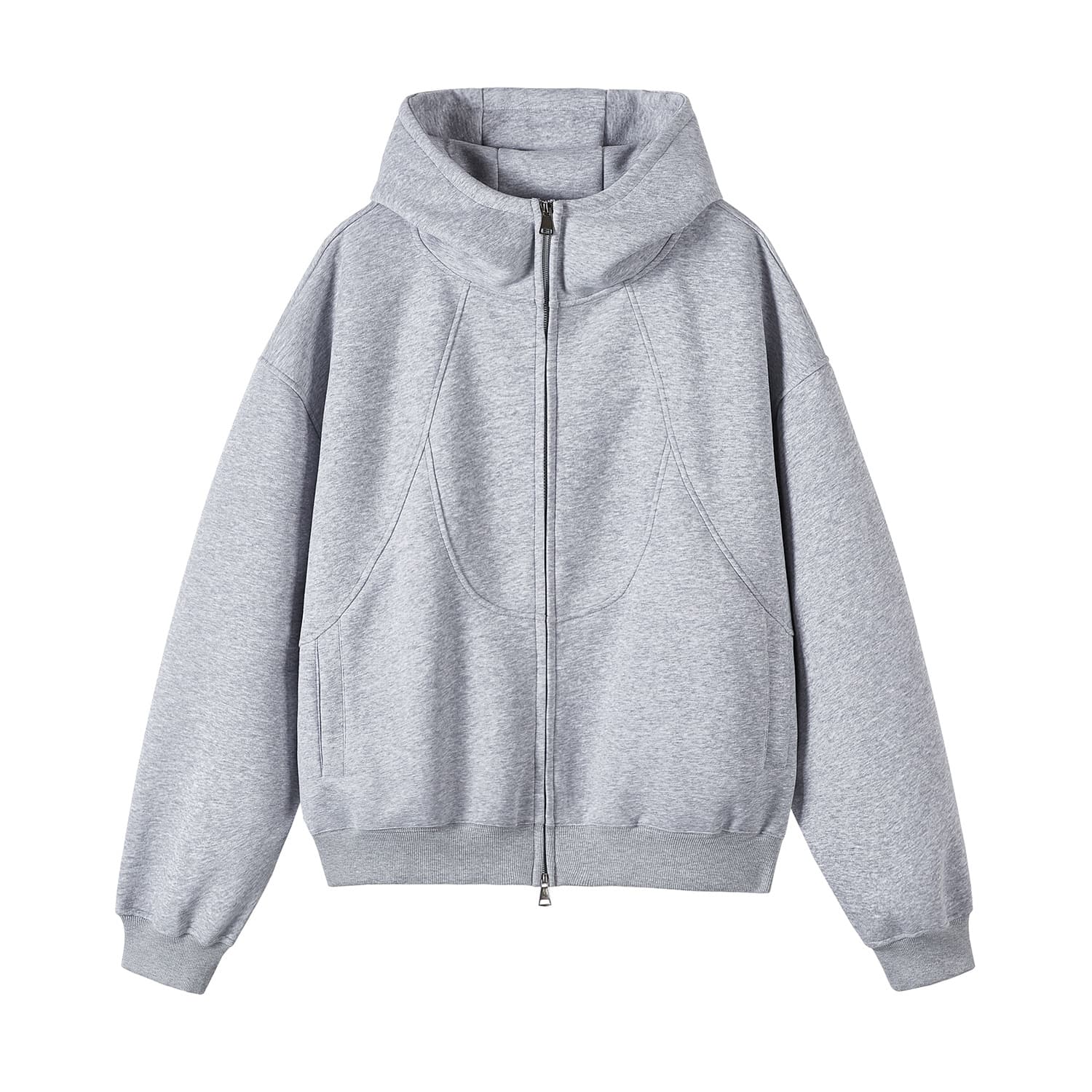 2025 New Autumn Men's Hooded Sweatshirt Trendy Structured Patchwork Zip-Up Casual Pullover Top