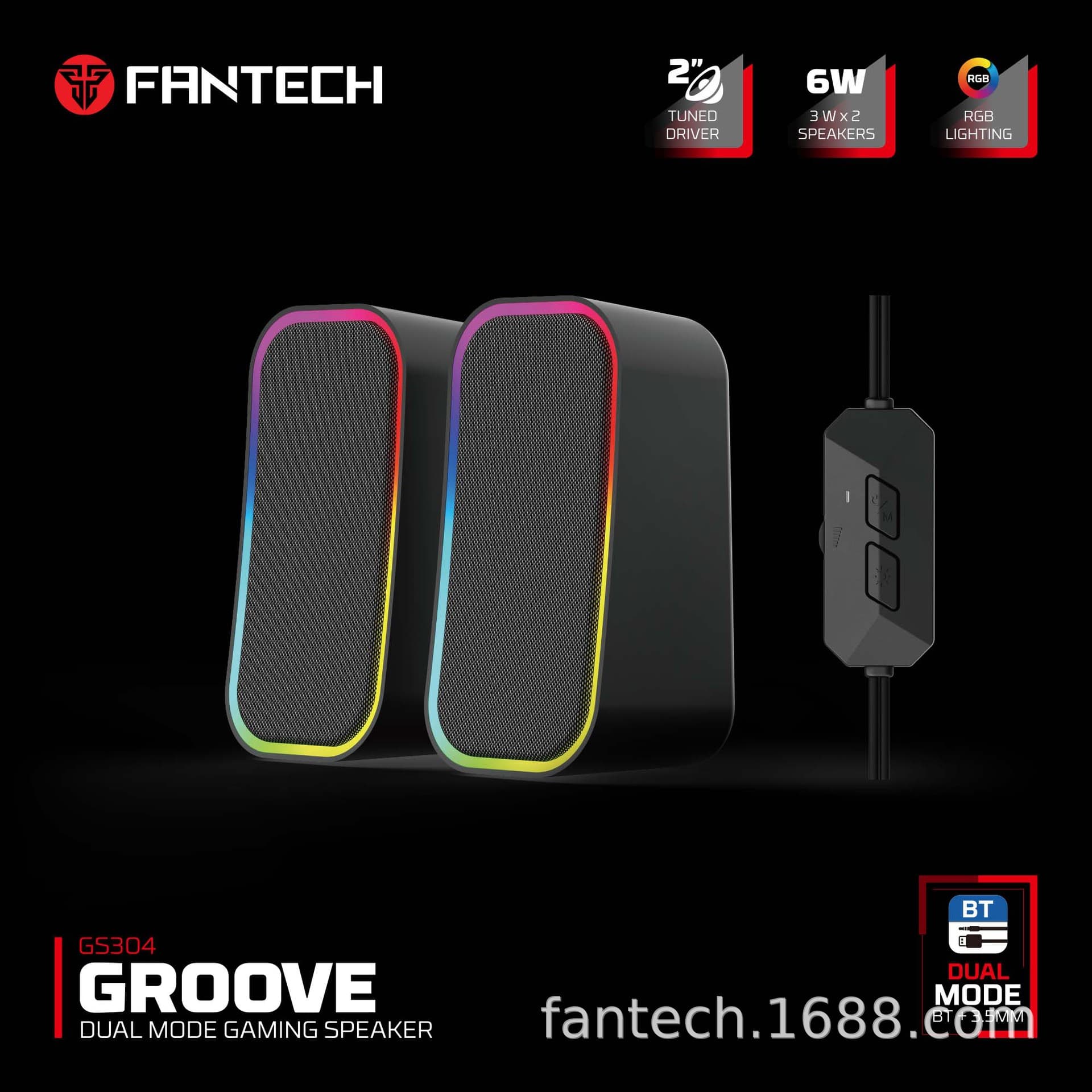 FANTECH GROOVE DUAL MODE GAMING SPEAKER GS304 BK 3W RMS × 2