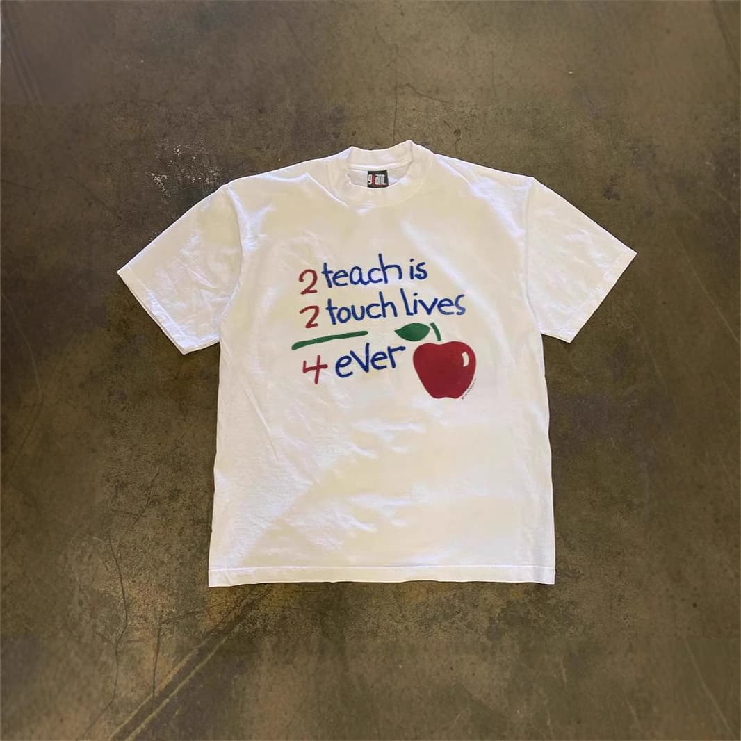 Big Apple American retro oversize letter male and female couple loose design niche short-sleeved T-shirt