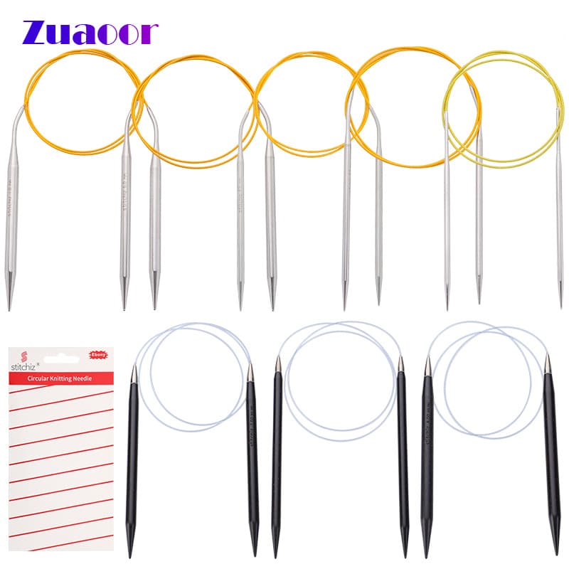 stitchiz New Stainless Steel & Rosewood Premium Circular Knitting Needles for Hand Knitting, Cashmere, and Wool Crafting Tools