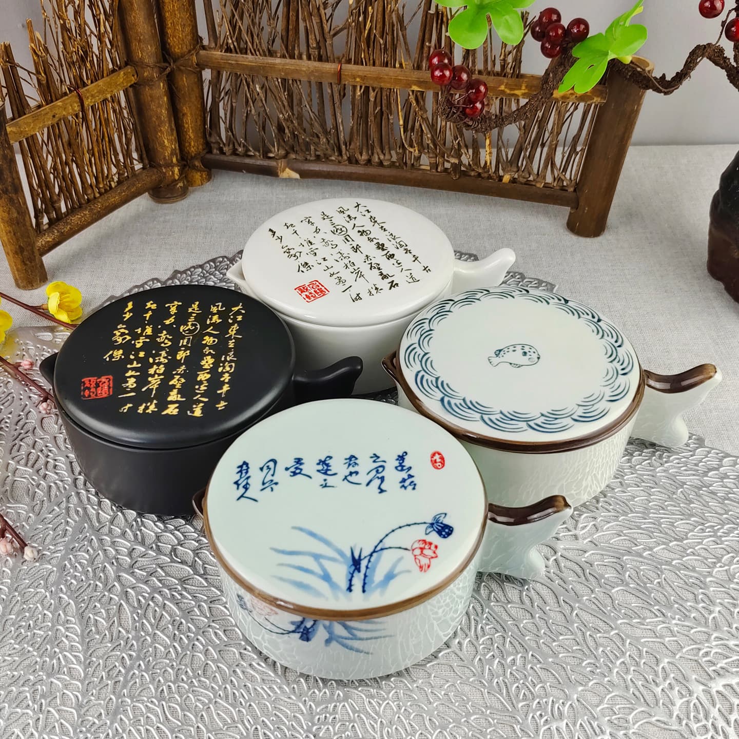 Multifunctional ink pool, ink tray and inkstone with cover, ink strip, brush holder, ink sea, ceramic ink cartridge, ink disc, inkstone