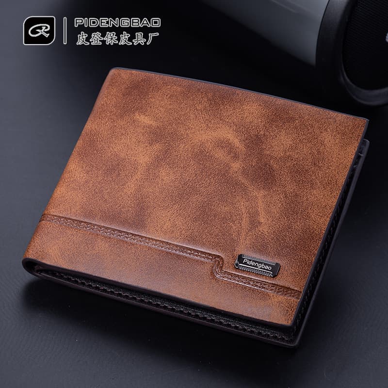 Cross-border thin men's wallet RFID anti-theft brush multi-card slot large capacity European and American retro pu soft leather two-fold wallet