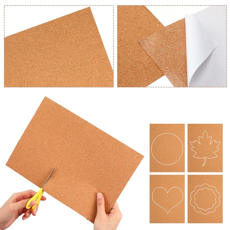 Self-adhesive A4 Cork Board for DIY, 1mm/2mm Backing Cork Spacers, Non-slip Drawer Liner Cork Roll