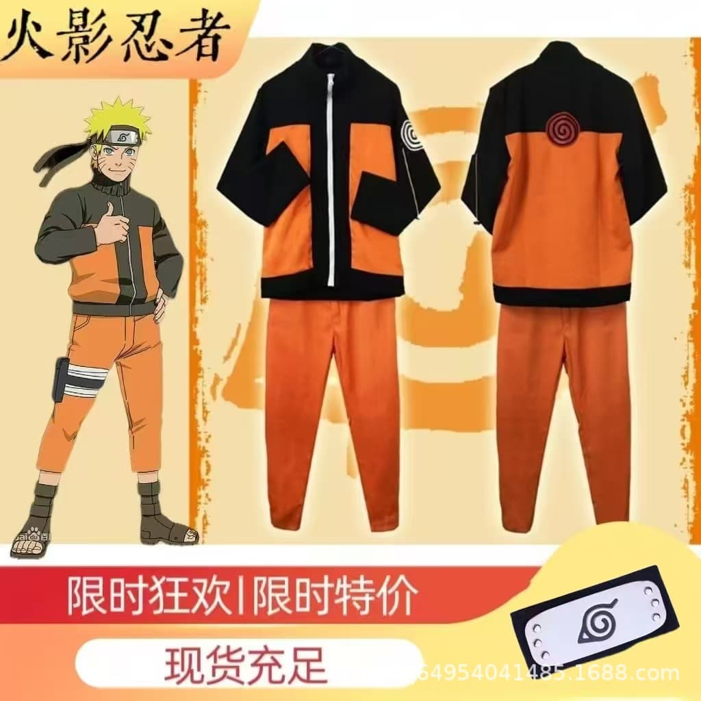 Naruto Uzumaki Cosplay Costume Full Set First Generation Naruto Anime Outfit Halloween Cosplay