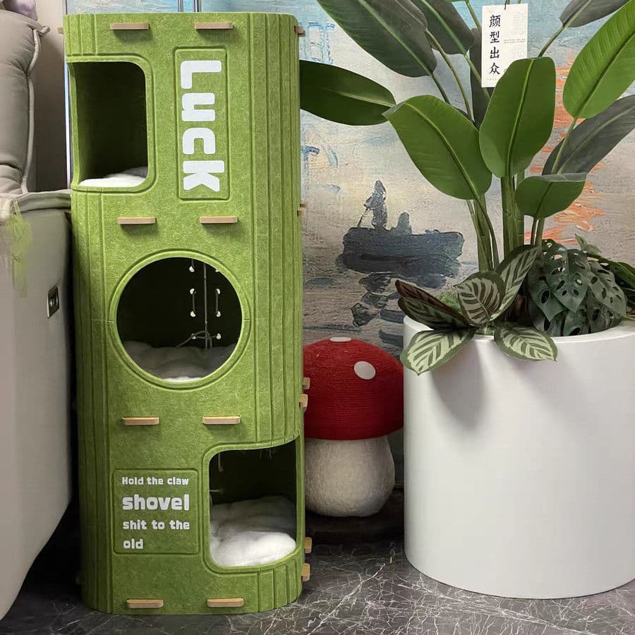Multi-layer Cat Tree and Cat Cave Combo, Winter Warm Hideaway, Double-layer Shelter for Multi-Cat Households, Winter Cat House