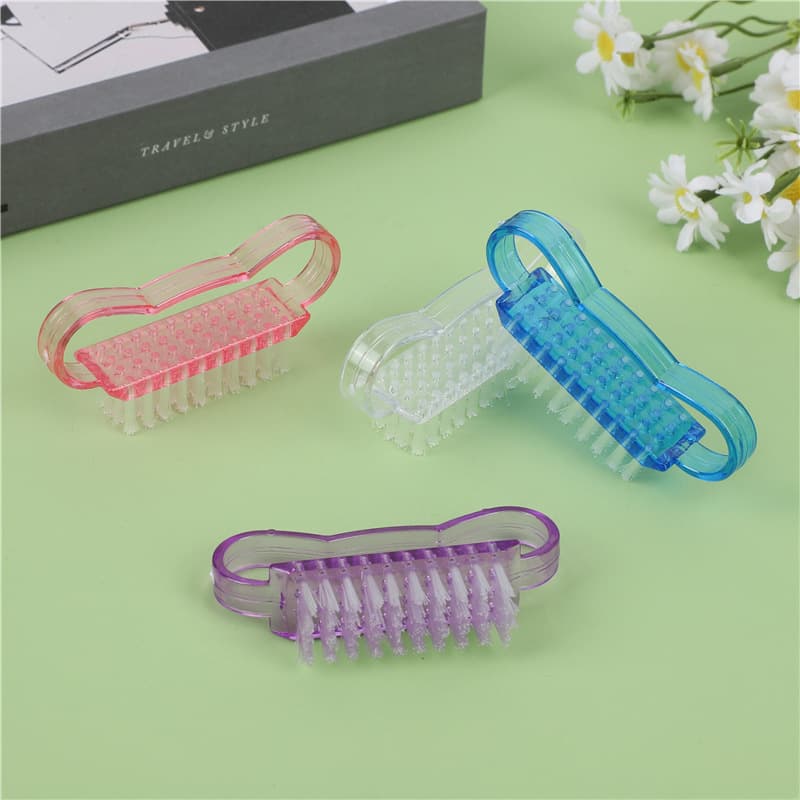 Nail cleaning tools translucent plastic nail brush nail polishing horn brush dust brush small horn brush with handle