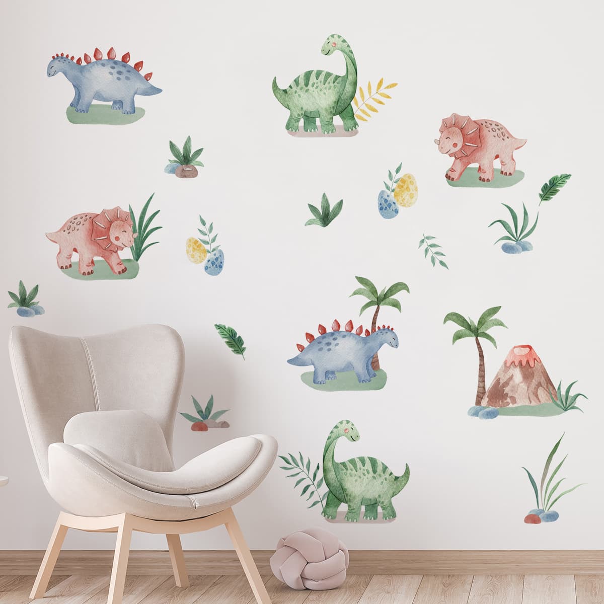 Cross-border ins style dinosaur wallpaper animal world sticker living room children's room background wall pvc green plant self-adhesive
