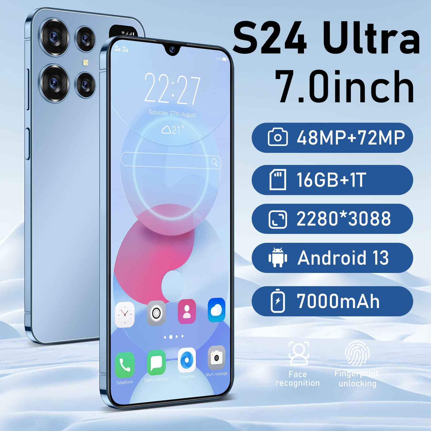 Cross-Border Android Smartphone S24 Ultra with Real Perforated Screen 16+1TB Overseas Version In Stock Wholesale Temu Dropshipping