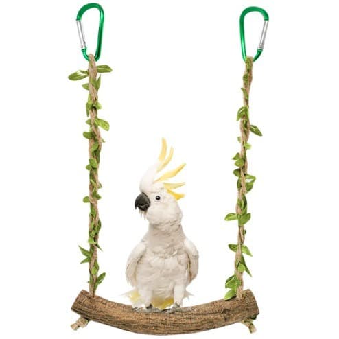 Bird cage supplies parrot swing station pole station stick rattan wood stand pearl bird climbing ring pet decoration landscaping