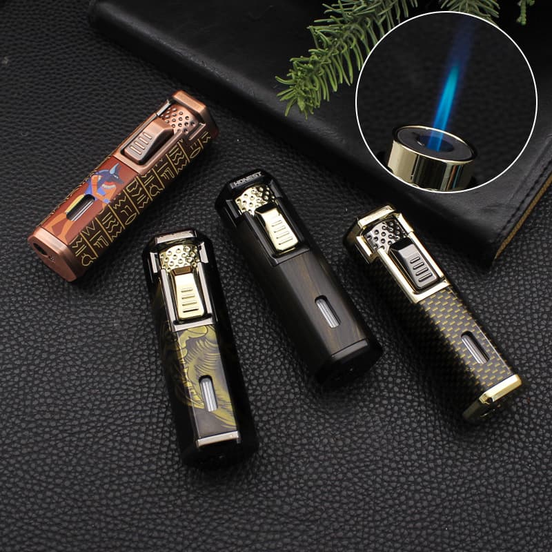 Baicheng Qifa 1 Retro Straight-Through Metal Windproof Lighter with Visible Air Window, Inflatable Cigarette Lighter, Cigarette Set Wholesale