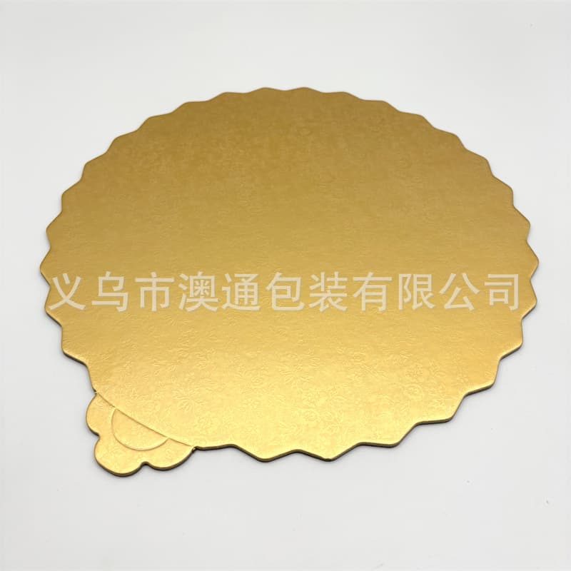 Custom Embossed Round Scalloped Edge Cake Board with Handle, Cardboard Cake Pad, Cake Tray