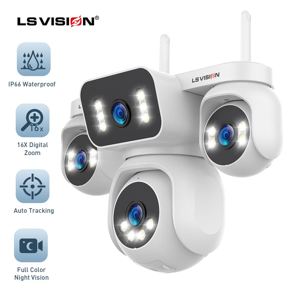Best Solar Wireless Security Camera Outdoor 4-Lens WiFi Camera
