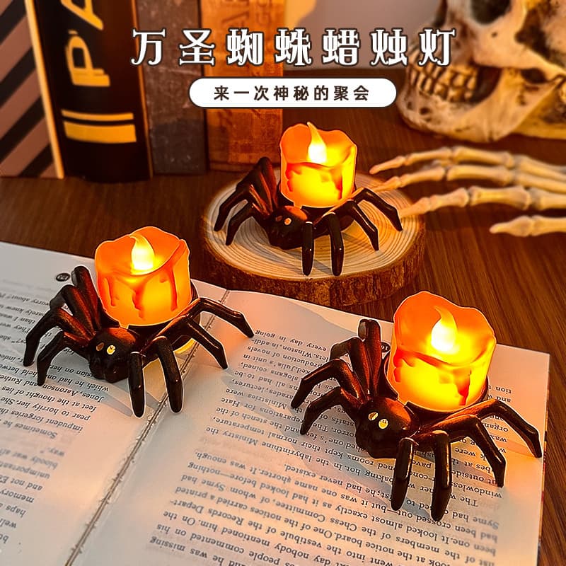 Halloween Spider Candle Light LED Electronic Glow Night Light Party Atmosphere Decoration Prop Photo Prop