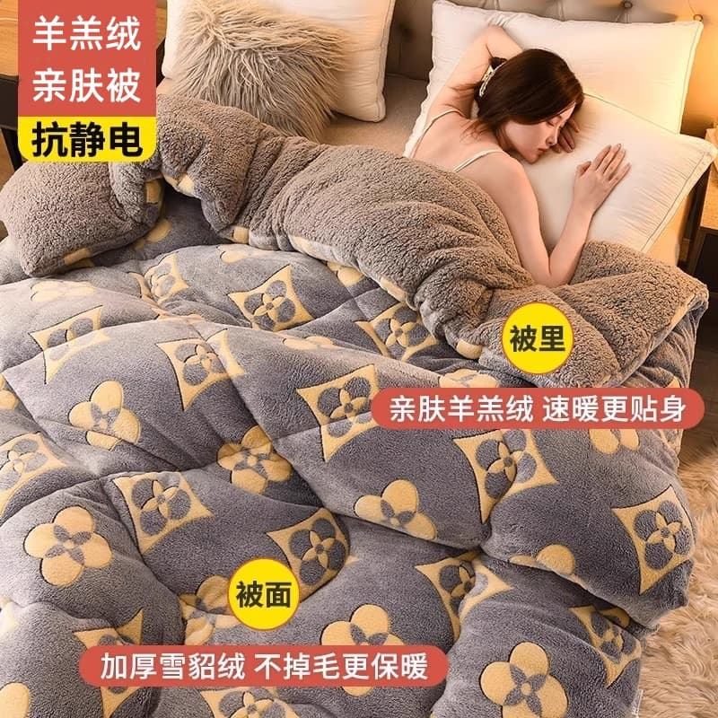 Lamb Fleece Quilt Thick Warm Milk Fleece Winter Blanket Snow Fleece Spring Autumn Quilt Student Dormitory Single Cotton Quilt Core