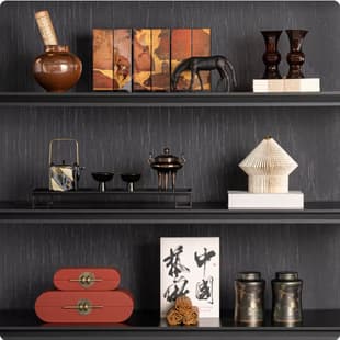 Yibeizi New Chinese Style Study Tea Room Tea Canister Bamboo Scroll Decoration Song Dynasty Aesthetic Model Room Sales Office Ornament