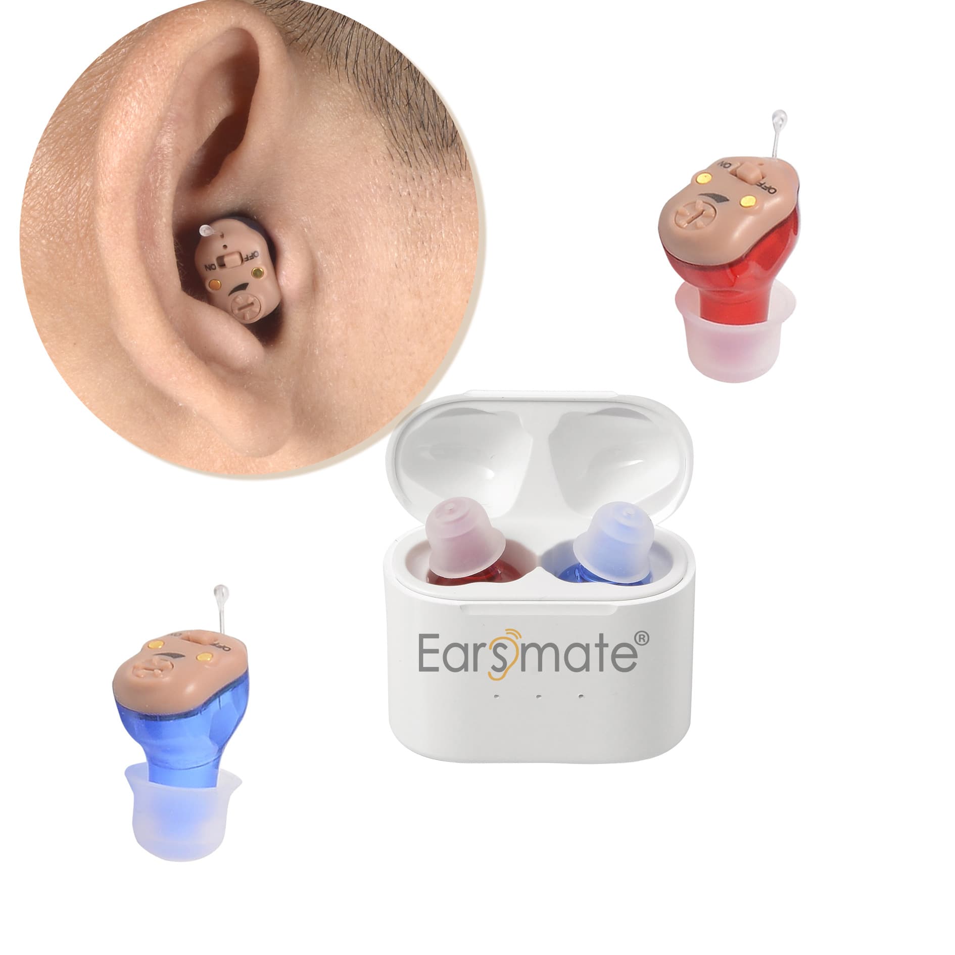 Digital Noise Reduction TWS Hearing Aids Invisible CIC Sound Amplifier Charging Pair Set Magnetic Charging Box Sound Amplification
