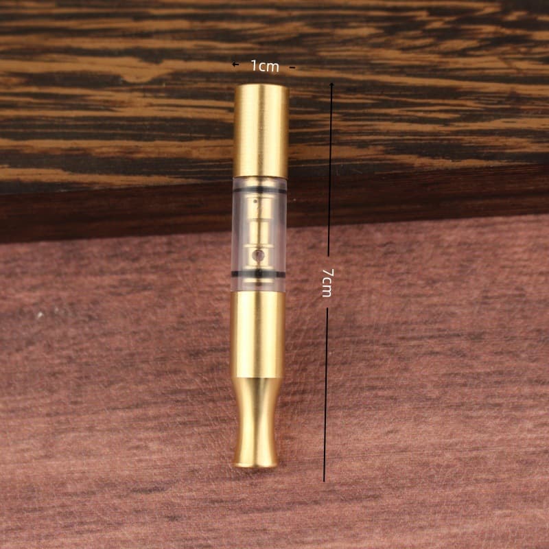 Brass Tobacco Pipe Short Mouthpiece Portable Vintage Copper Pipe with Filter Core Dual-Purpose Multifunctional Brass Pipe