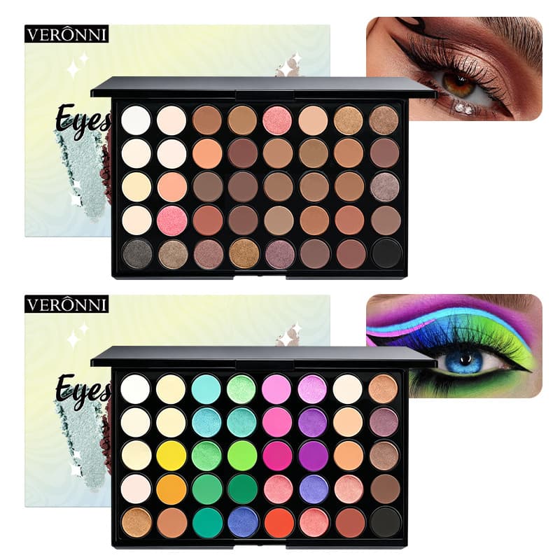 Cross-border 40-Color Eyeshadow Palette Earth Tone Matte Shimmer Rainbow High Saturation Stage Cosplay European and American Eye Makeup Wholesale