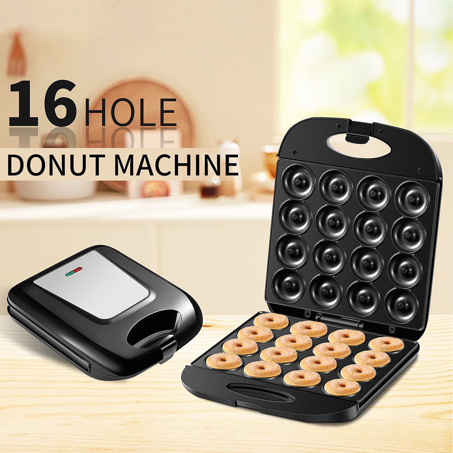 Large 16-Hole Donut Machine Sandwich Maker Bread Maker Breakfast Machine YW Brand Non-Stick Coating Heats Quickly Easy to Clean