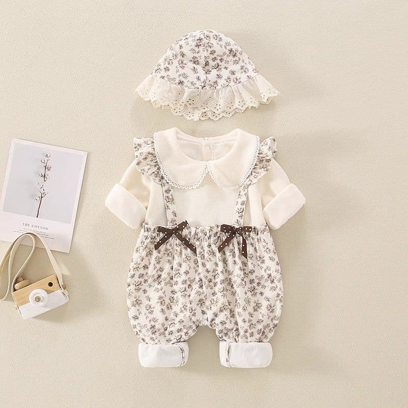 Baby Clothes Princess 100-Day Bodysuit Newborn Onesie Full Moon Baby Long Sleeve Romper Spring/Autumn Going Out Wear Cotton
