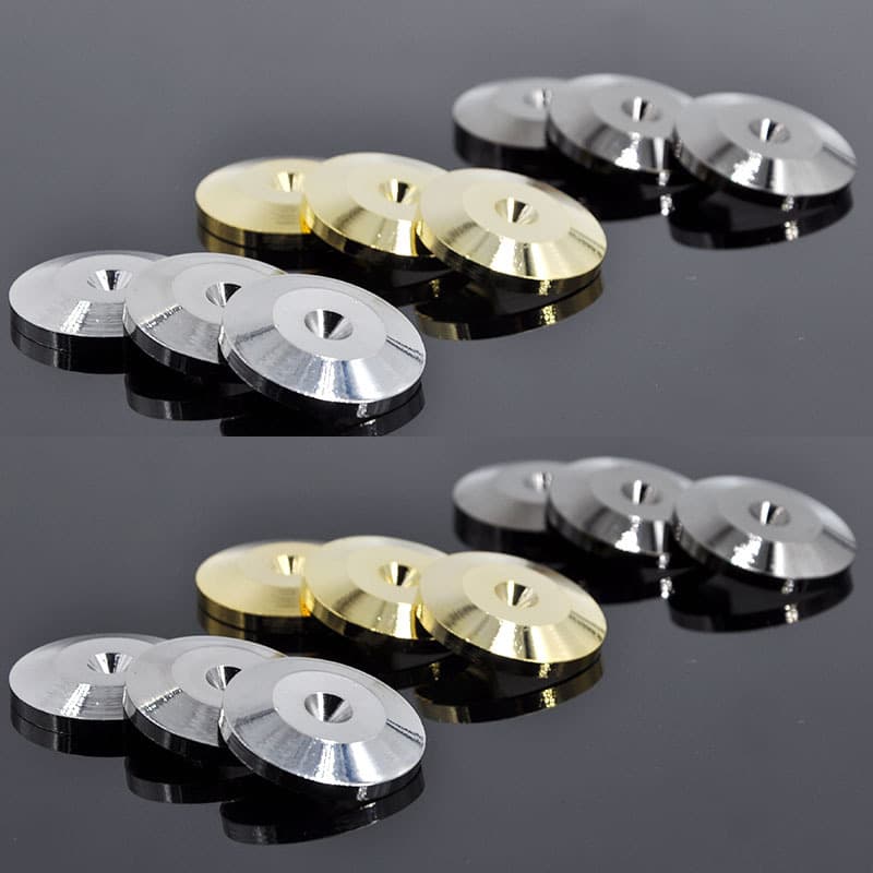 Silver 25mm Pure Nickel-Plated Copper Speaker Shock Absorption Spikes, HIFI Audio Damping Pads, Pointed Foot Pads