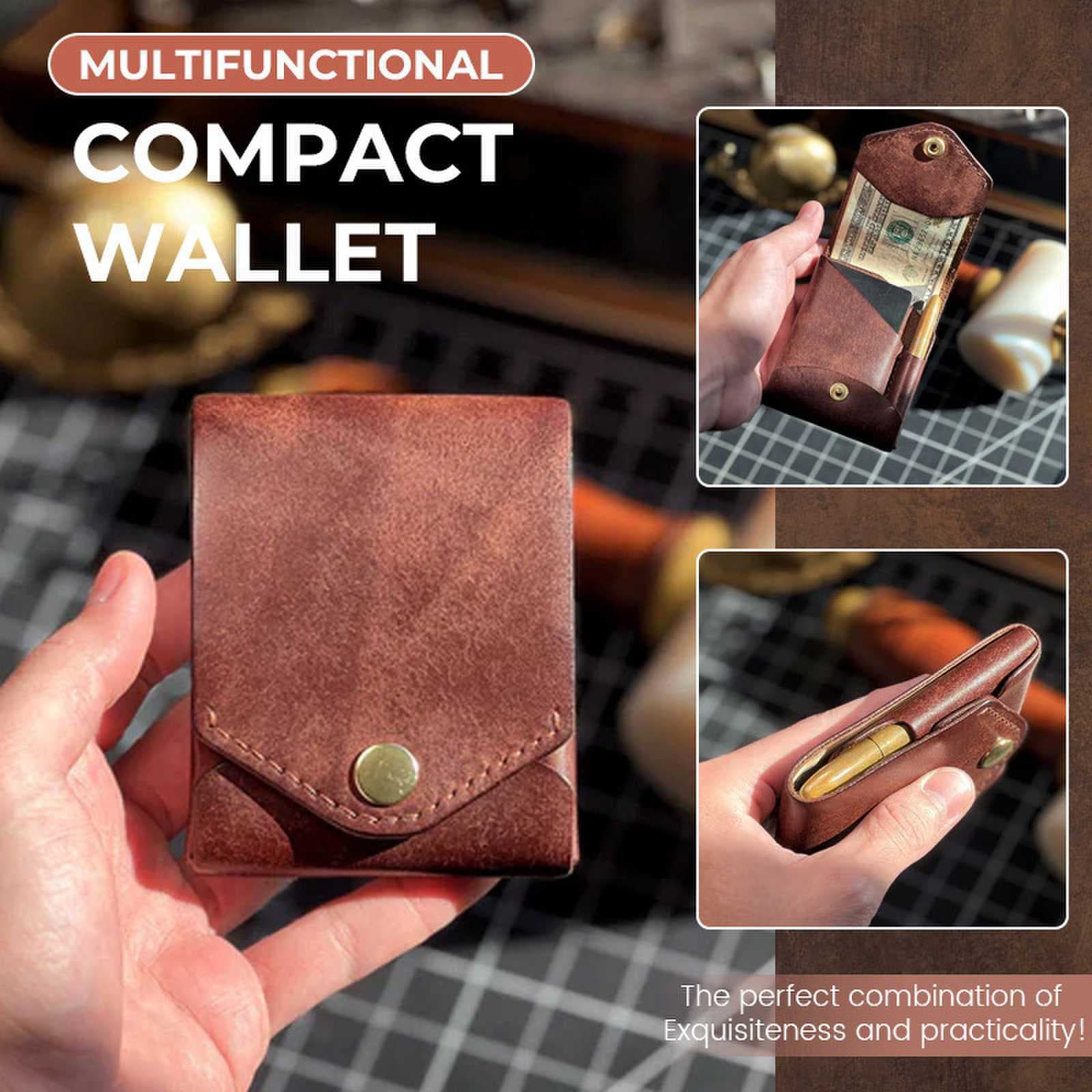 Cross-Border Mini Short Coin Purse Men's Multi-Functional Retro Small Wallet ID Card Holder Simple Leather Storage Bag
