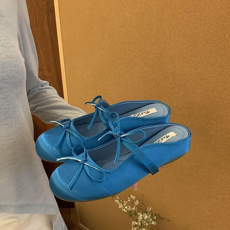French Half Slippers Height Increase 2026 Summer New Gentle Fairy Style Single Shoes Bowknot Slippers for Women