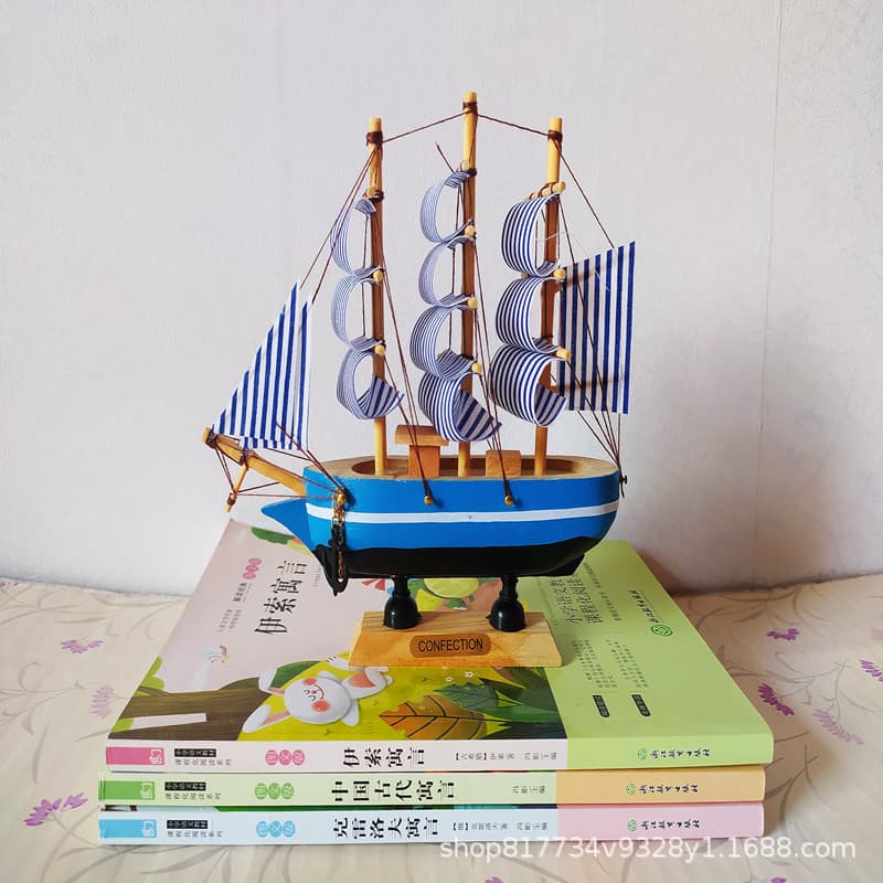 16CM Cake Topper Wooden Sailboat Model Ornament, Cake Decoration Baking Ornament, Craft Item