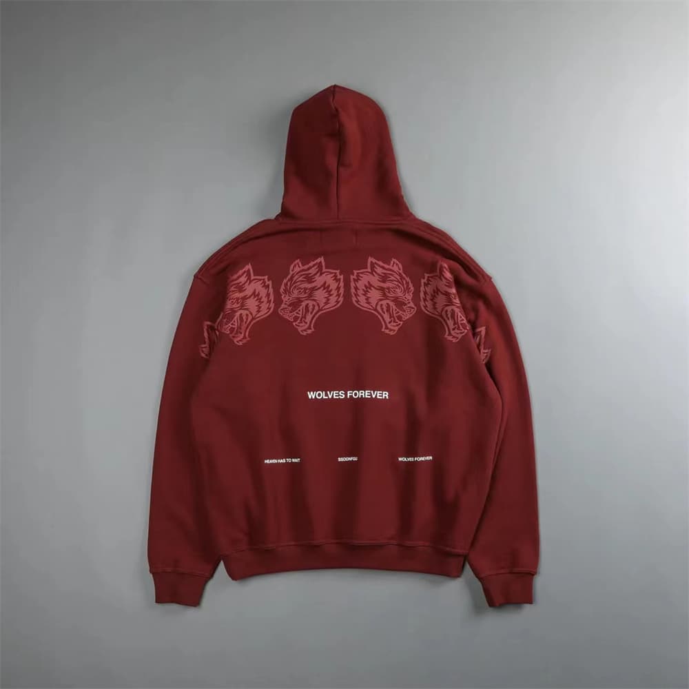 DARC Spring New Retro Wolf Head Classic Print Hooded Streetwear Unisex Sweatshirt Top Dropshipping